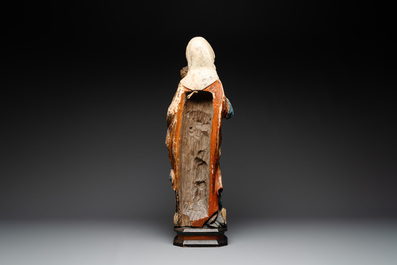 A gilt and polychromed wooden sculpture of Madonna with Child, France or Southern Netherlands, 18th C.
