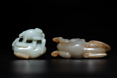 Four Chinese jade carvings of animals, 19th C.