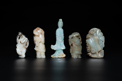 Nine Chinese jade carvings of figures, 19/20th C.