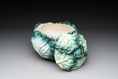 A polychrome Brussels faience 'cabbage' tureen and cover, 18th C.