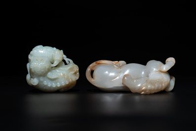 Four Chinese jade carvings of animals, 19th C.