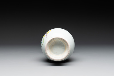 A Chinese famille rose 'bird among flowering branches' vase, Yongzheng