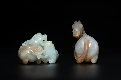 Four Chinese jade carvings of animals, 19th C.