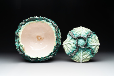 A polychrome Brussels faience 'cabbage' tureen and cover, 18th C.