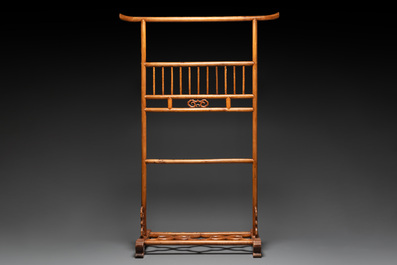 Two Chinese hardwood clothing racks, 19th C.
