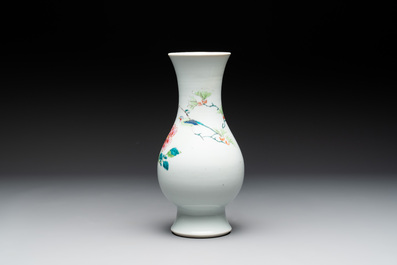 A Chinese famille rose 'bird among flowering branches' vase, Yongzheng