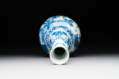 A rare intact Chinese blue and white 'Lian Sheng San Ji 連升三級' bottle vase, Transitional period