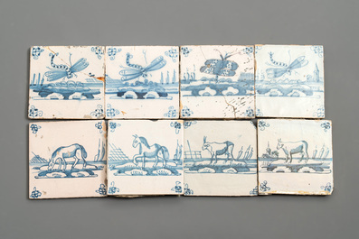112 manganese, polychrome, blue and white Dutch Delft tiles, 17/18th C.