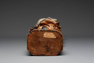 A gilt and polychromed wooden sculpture of Madonna with Child, France or Southern Netherlands, 18th C.