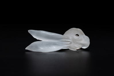 Peter Carl Faberg&eacute; (1846-1920): A crystal hare head-form cane handle with ruby-inset eyes