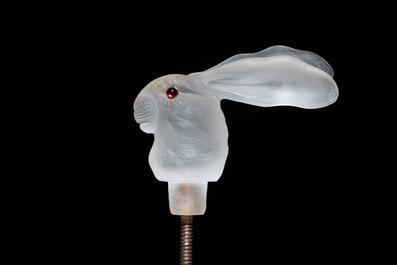 Peter Carl Faberg&eacute; (1846-1920): A crystal hare head-form cane handle with ruby-inset eyes