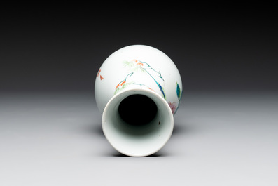 A Chinese famille rose 'bird among flowering branches' vase, Yongzheng