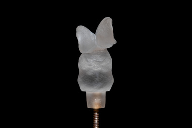 Peter Carl Faberg&eacute; (1846-1920): A crystal hare head-form cane handle with ruby-inset eyes