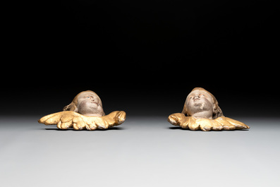Two pairs of gilt and polychromed wooden figures of angels, Germany, 18/19th C.