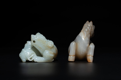 Four Chinese jade carvings of animals, 19th C.