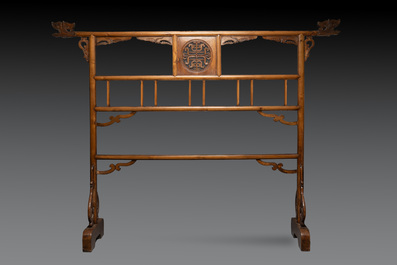 Two Chinese hardwood clothing racks, 19th C.