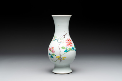 A Chinese famille rose 'bird among flowering branches' vase, Yongzheng
