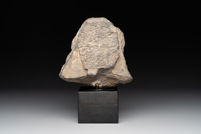 A Gandhara grey schist relief fragment of a Bodhisattva head, 2nd/3rd C.