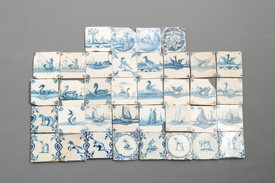 112 manganese, polychrome, blue and white Dutch Delft tiles, 17/18th C.