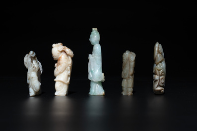 Nine Chinese jade carvings of figures, 19/20th C.