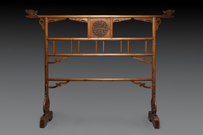 Two Chinese hardwood clothing racks, 19th C.