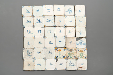 112 manganese, polychrome, blue and white Dutch Delft tiles, 17/18th C.