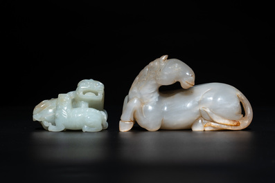 Four Chinese jade carvings of animals, 19th C.