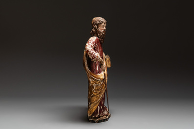 A large gilt and polychromed oak sculpture of Saint Paul, possibly France, 18th C.