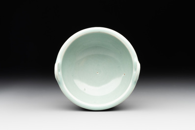 A rare Chinese Longquan celadon tripod 'ding-form' censer, Southern Song