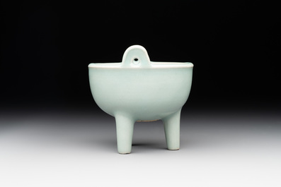A rare Chinese Longquan celadon tripod 'ding-form' censer, Southern Song