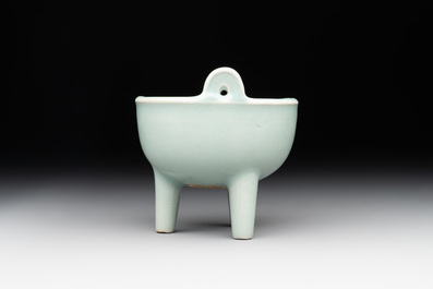 A rare Chinese Longquan celadon tripod 'ding-form' censer, Southern Song