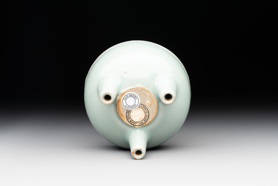 A rare Chinese Longquan celadon tripod 'ding-form' censer, Southern Song