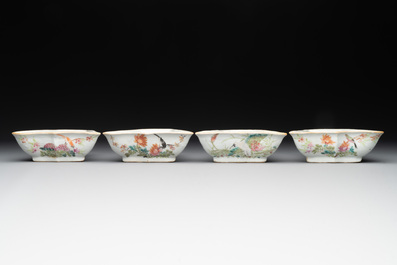 A Chinese famille rose sweetmeat set, a covered jar, a covered box and a jardini&egrave;re, 19th C.