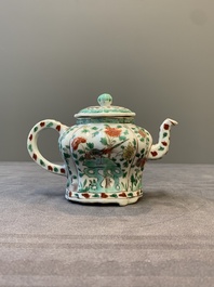 A Chinese famille verte 'lotus pond with ducks' teapot, Kangxi
