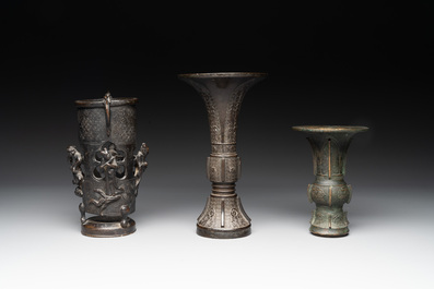 A collection of five Chinese bronze wares, Ming and later