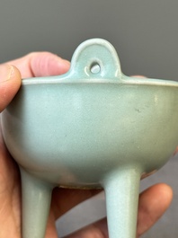 A rare Chinese Longquan celadon tripod 'ding-form' censer, Southern Song