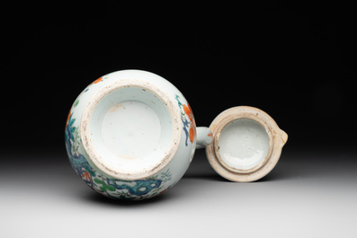 Five Chinese famille rose and verte wares, Kangxi/Qianlong
