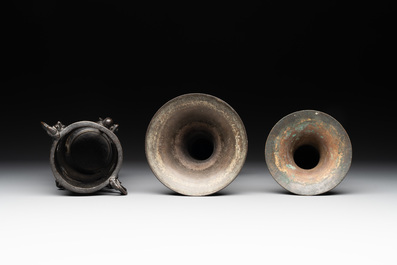 A collection of five Chinese bronze wares, Ming and later