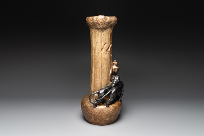 An Art Nouveau terracotta 'Orpheus with Lions' vase by Adolphe-Jean Lavergne for Goldscheider, ca. 1900