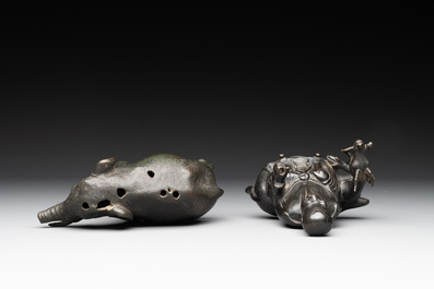 A collection of five Chinese bronze wares, Ming and later