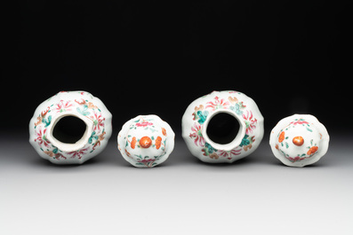 Five Chinese famille rose and verte wares, Kangxi/Qianlong