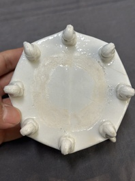 A Chinese Dehua blanc de Chine 'Marco Polo' censer and cover, Kangxi