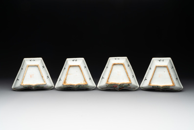 A Chinese famille rose sweetmeat set, a covered jar, a covered box and a jardini&egrave;re, 19th C.