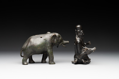 A collection of five Chinese bronze wares, Ming and later