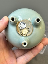 A rare Chinese Longquan celadon tripod 'ding-form' censer, Southern Song