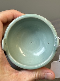 A rare Chinese Longquan celadon tripod 'ding-form' censer, Southern Song