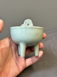 A rare Chinese Longquan celadon tripod 'ding-form' censer, Southern Song