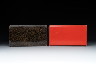 A Japanese lacquerware picnic set with two sake bottles, Meiji, 19th C.