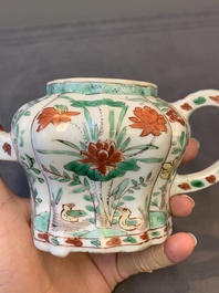 A Chinese famille verte 'lotus pond with ducks' teapot, Kangxi