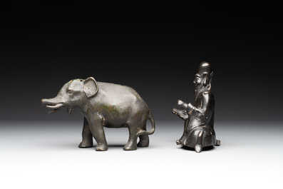 A collection of five Chinese bronze wares, Ming and later
